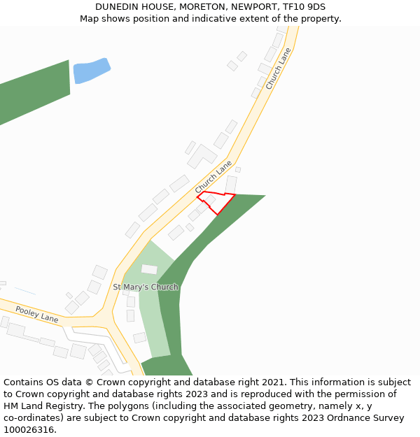 DUNEDIN HOUSE, MORETON, NEWPORT, TF10 9DS: Location map and indicative extent of plot