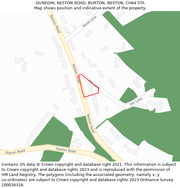 DUNEDIN, NESTON ROAD, BURTON, NESTON, CH64 5TA: Location map and indicative extent of plot