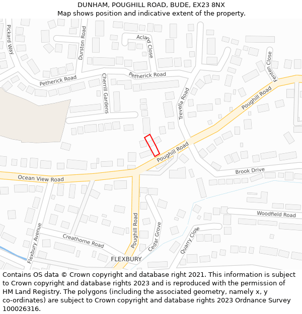 DUNHAM, POUGHILL ROAD, BUDE, EX23 8NX: Location map and indicative extent of plot