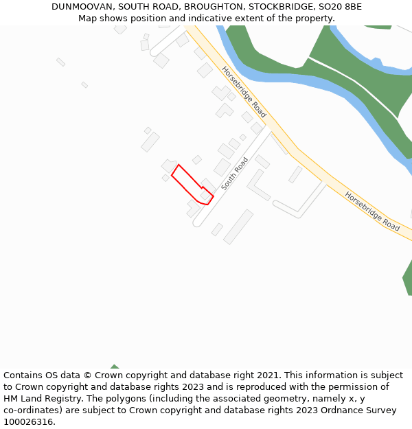 DUNMOOVAN, SOUTH ROAD, BROUGHTON, STOCKBRIDGE, SO20 8BE: Location map and indicative extent of plot