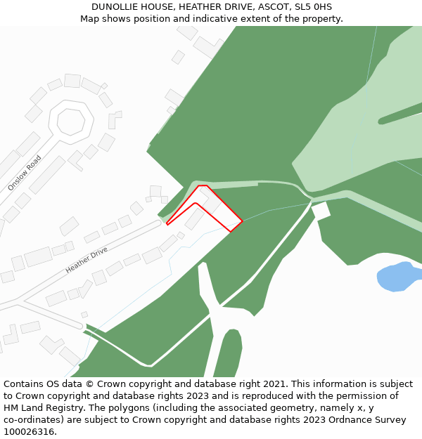 DUNOLLIE HOUSE, HEATHER DRIVE, ASCOT, SL5 0HS: Location map and indicative extent of plot