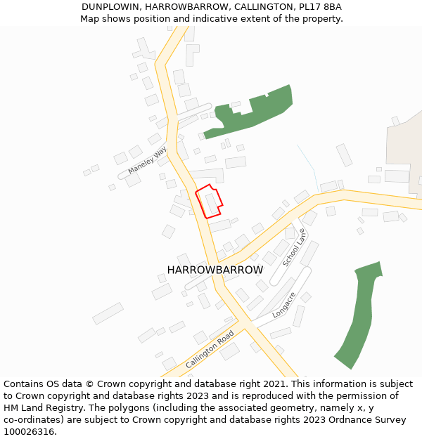 DUNPLOWIN, HARROWBARROW, CALLINGTON, PL17 8BA: Location map and indicative extent of plot
