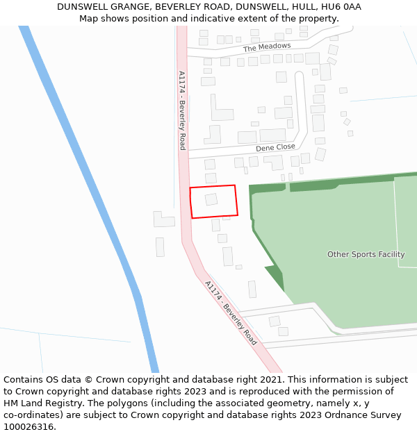 DUNSWELL GRANGE, BEVERLEY ROAD, DUNSWELL, HULL, HU6 0AA: Location map and indicative extent of plot