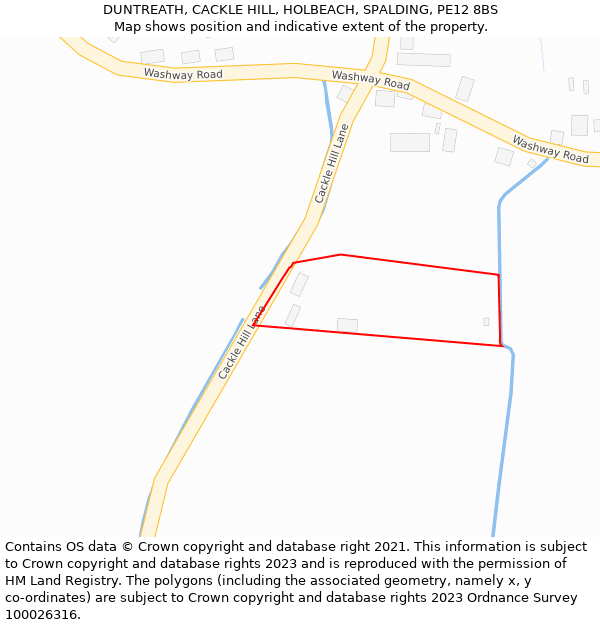 DUNTREATH, CACKLE HILL, HOLBEACH, SPALDING, PE12 8BS: Location map and indicative extent of plot