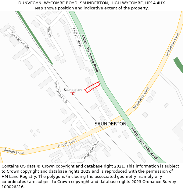 DUNVEGAN, WYCOMBE ROAD, SAUNDERTON, HIGH WYCOMBE, HP14 4HX: Location map and indicative extent of plot