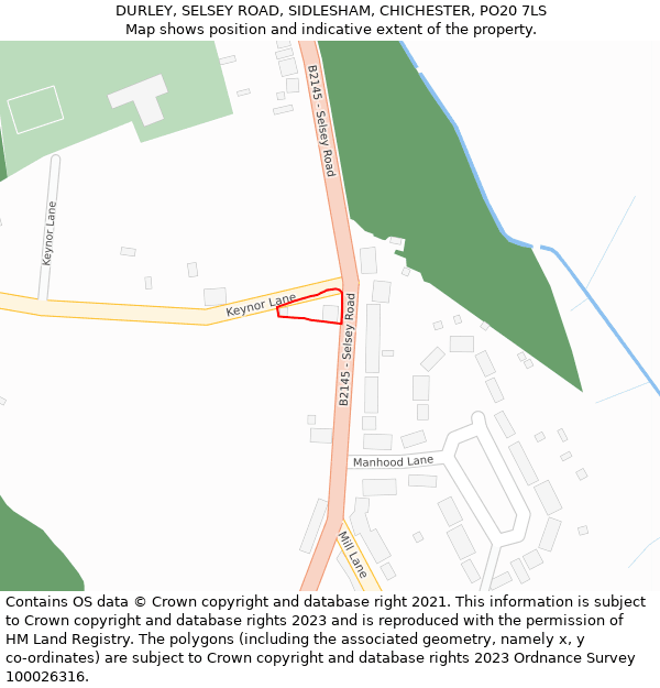 DURLEY, SELSEY ROAD, SIDLESHAM, CHICHESTER, PO20 7LS: Location map and indicative extent of plot