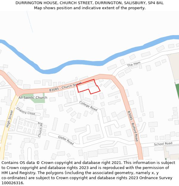 DURRINGTON HOUSE, CHURCH STREET, DURRINGTON, SALISBURY, SP4 8AL: Location map and indicative extent of plot