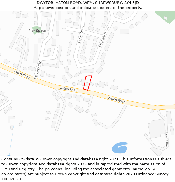 DWYFOR, ASTON ROAD, WEM, SHREWSBURY, SY4 5JD: Location map and indicative extent of plot