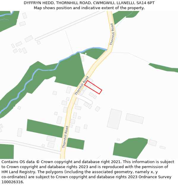 DYFFRYN HEDD, THORNHILL ROAD, CWMGWILI, LLANELLI, SA14 6PT: Location map and indicative extent of plot