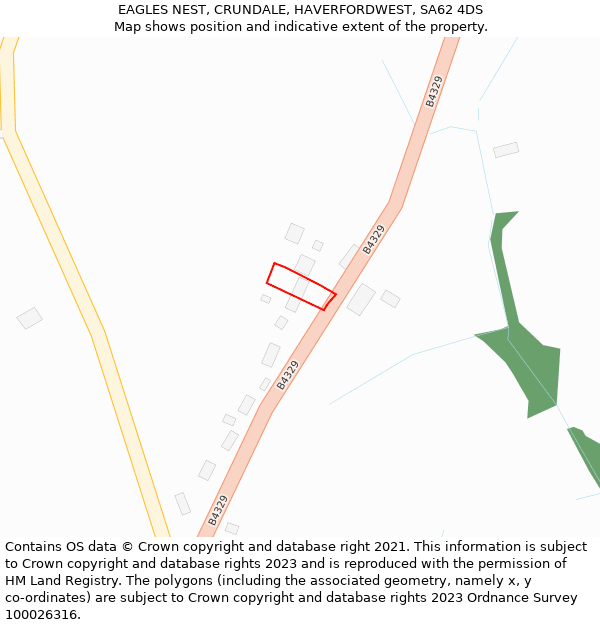 EAGLES NEST, CRUNDALE, HAVERFORDWEST, SA62 4DS: Location map and indicative extent of plot