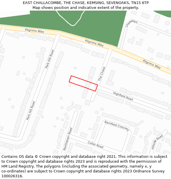 EAST CHALLACOMBE, THE CHASE, KEMSING, SEVENOAKS, TN15 6TP: Location map and indicative extent of plot