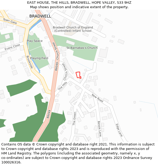 EAST HOUSE, THE HILLS, BRADWELL, HOPE VALLEY, S33 9HZ: Location map and indicative extent of plot