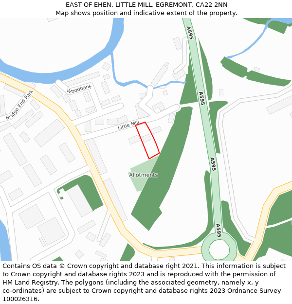 EAST OF EHEN, LITTLE MILL, EGREMONT, CA22 2NN: Location map and indicative extent of plot