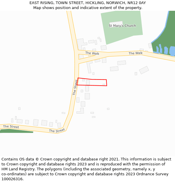 EAST RISING, TOWN STREET, HICKLING, NORWICH, NR12 0AY: Location map and indicative extent of plot