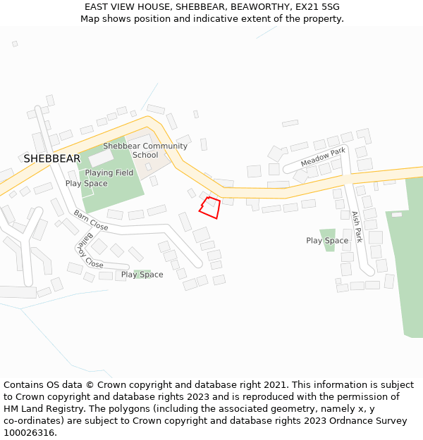 EAST VIEW HOUSE, SHEBBEAR, BEAWORTHY, EX21 5SG: Location map and indicative extent of plot