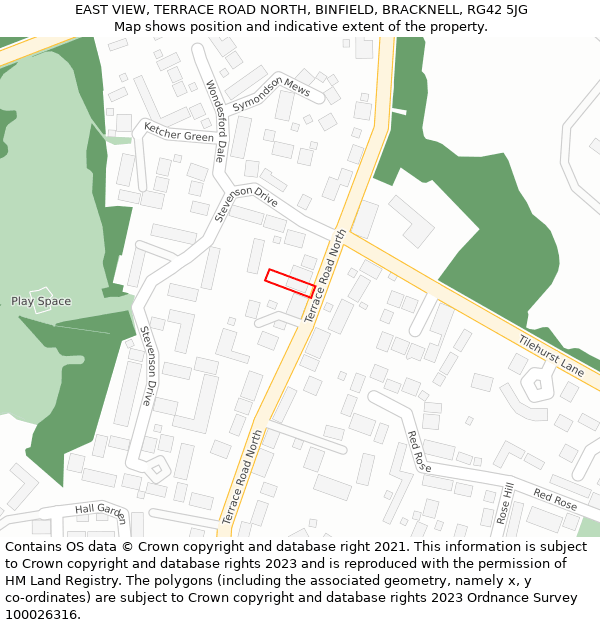 EAST VIEW, TERRACE ROAD NORTH, BINFIELD, BRACKNELL, RG42 5JG: Location map and indicative extent of plot