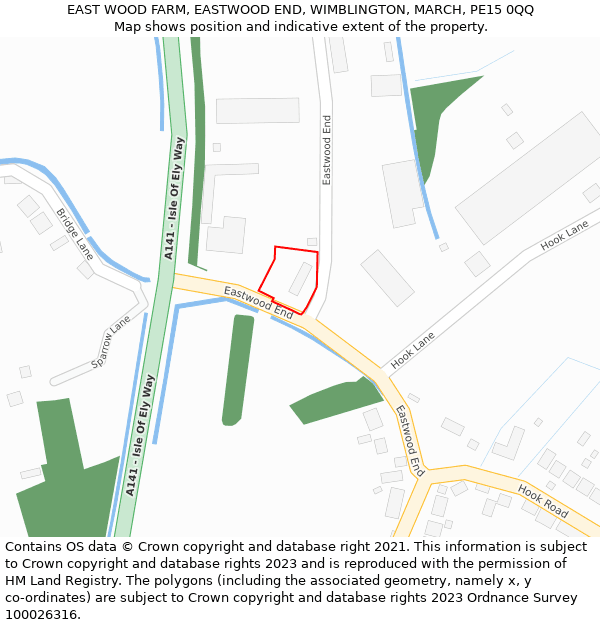 EAST WOOD FARM, EASTWOOD END, WIMBLINGTON, MARCH, PE15 0QQ: Location map and indicative extent of plot