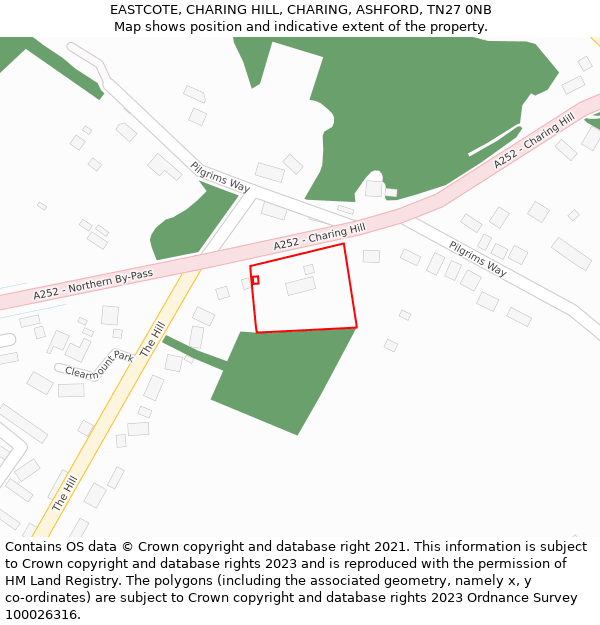 EASTCOTE, CHARING HILL, CHARING, ASHFORD, TN27 0NB: Location map and indicative extent of plot