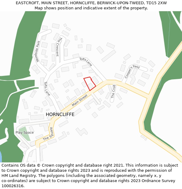 EASTCROFT, MAIN STREET, HORNCLIFFE, BERWICK-UPON-TWEED, TD15 2XW: Location map and indicative extent of plot