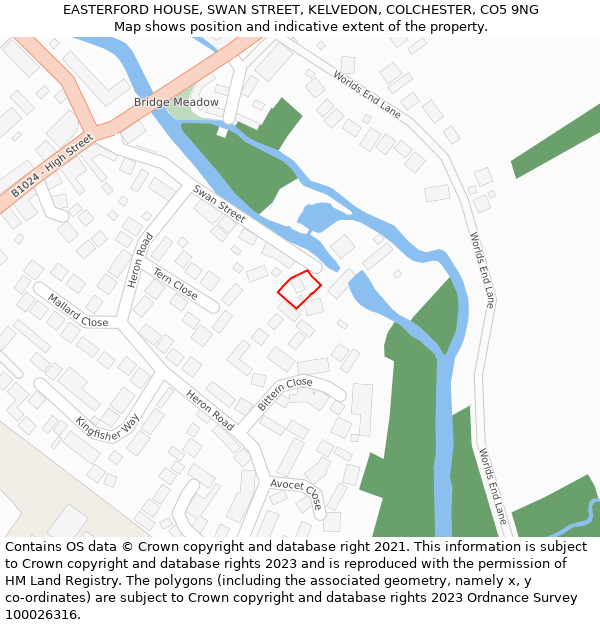 EASTERFORD HOUSE, SWAN STREET, KELVEDON, COLCHESTER, CO5 9NG: Location map and indicative extent of plot