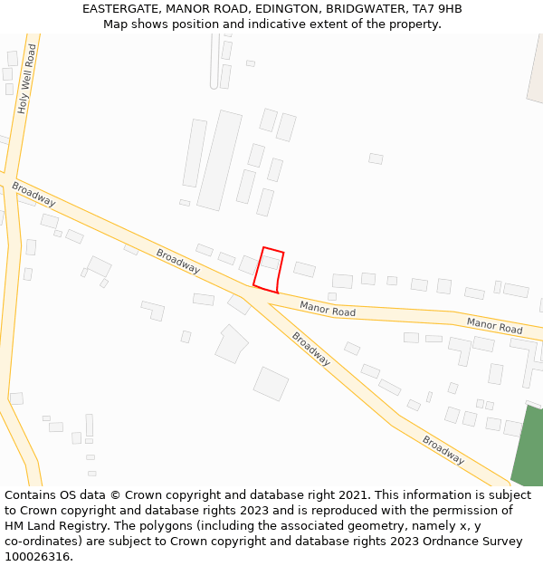 EASTERGATE, MANOR ROAD, EDINGTON, BRIDGWATER, TA7 9HB: Location map and indicative extent of plot