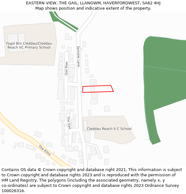 EASTERN VIEW, THE GAIL, LLANGWM, HAVERFORDWEST, SA62 4HJ: Location map and indicative extent of plot