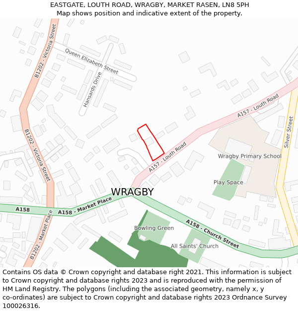 EASTGATE, LOUTH ROAD, WRAGBY, MARKET RASEN, LN8 5PH: Location map and indicative extent of plot