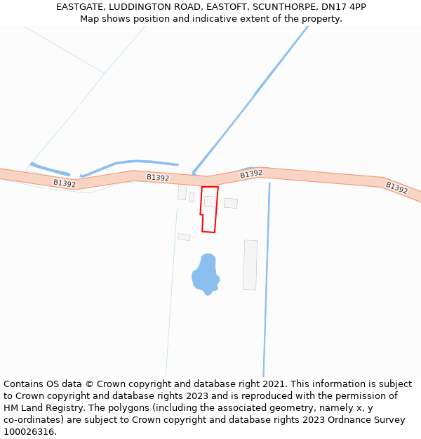 EASTGATE, LUDDINGTON ROAD, EASTOFT, SCUNTHORPE, DN17 4PP: Location map and indicative extent of plot