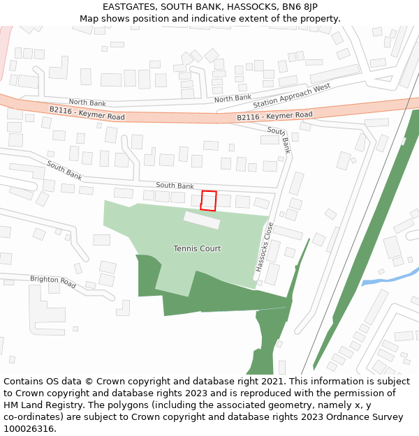 EASTGATES, SOUTH BANK, HASSOCKS, BN6 8JP: Location map and indicative extent of plot