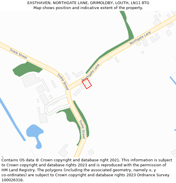 EASTHAVEN, NORTHGATE LANE, GRIMOLDBY, LOUTH, LN11 8TG: Location map and indicative extent of plot