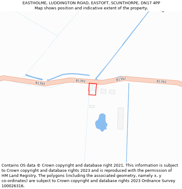 EASTHOLME, LUDDINGTON ROAD, EASTOFT, SCUNTHORPE, DN17 4PP: Location map and indicative extent of plot