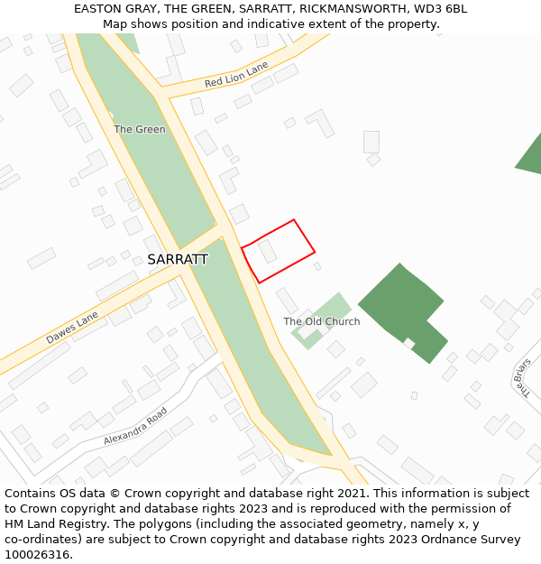 EASTON GRAY, THE GREEN, SARRATT, RICKMANSWORTH, WD3 6BL: Location map and indicative extent of plot
