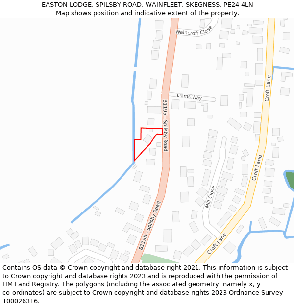 EASTON LODGE, SPILSBY ROAD, WAINFLEET, SKEGNESS, PE24 4LN: Location map and indicative extent of plot