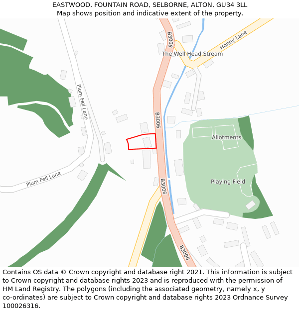 EASTWOOD, FOUNTAIN ROAD, SELBORNE, ALTON, GU34 3LL: Location map and indicative extent of plot
