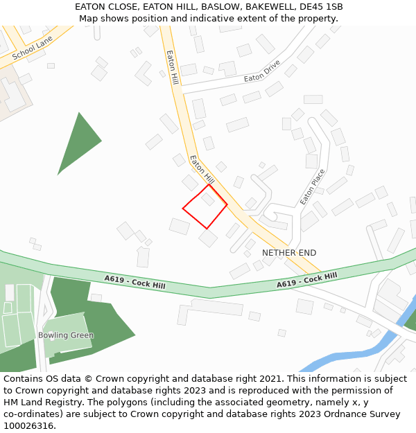 EATON CLOSE, EATON HILL, BASLOW, BAKEWELL, DE45 1SB: Location map and indicative extent of plot