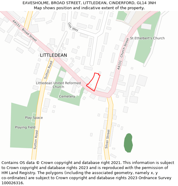 EAVESHOLME, BROAD STREET, LITTLEDEAN, CINDERFORD, GL14 3NH: Location map and indicative extent of plot