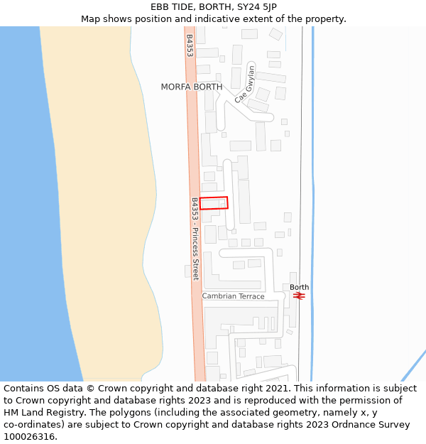 EBB TIDE, BORTH, SY24 5JP: Location map and indicative extent of plot