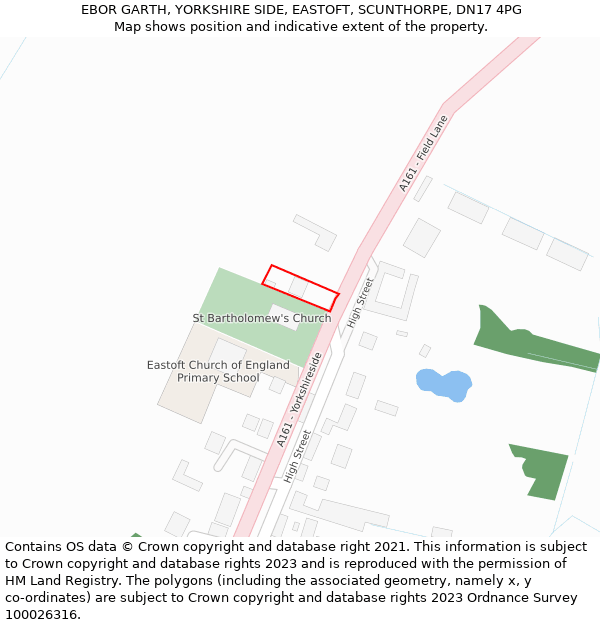 EBOR GARTH, YORKSHIRE SIDE, EASTOFT, SCUNTHORPE, DN17 4PG: Location map and indicative extent of plot