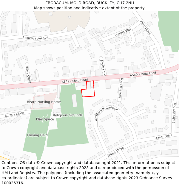 EBORACUM, MOLD ROAD, BUCKLEY, CH7 2NH: Location map and indicative extent of plot