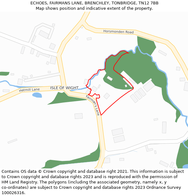 ECHOES, FAIRMANS LANE, BRENCHLEY, TONBRIDGE, TN12 7BB: Location map and indicative extent of plot