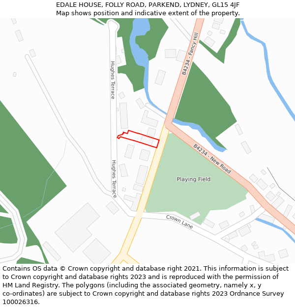 EDALE HOUSE, FOLLY ROAD, PARKEND, LYDNEY, GL15 4JF: Location map and indicative extent of plot