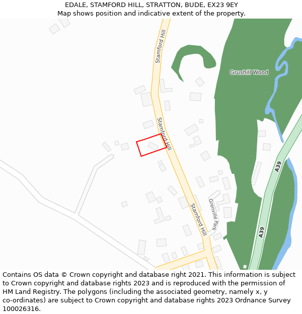 EDALE, STAMFORD HILL, STRATTON, BUDE, EX23 9EY: Location map and indicative extent of plot