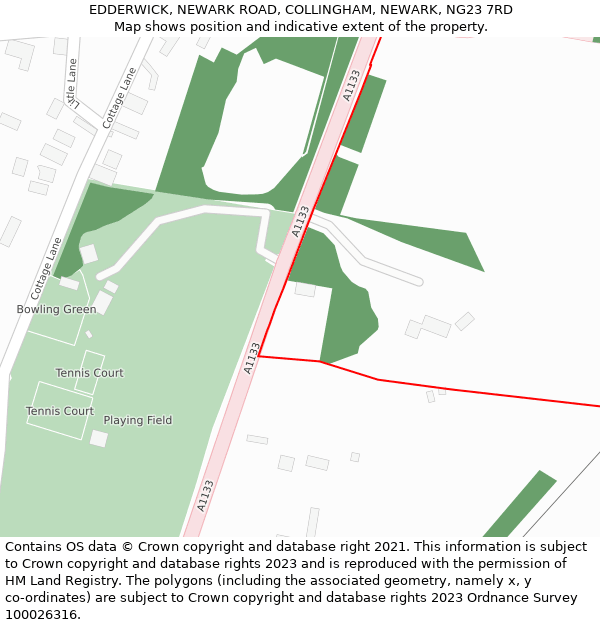EDDERWICK, NEWARK ROAD, COLLINGHAM, NEWARK, NG23 7RD: Location map and indicative extent of plot