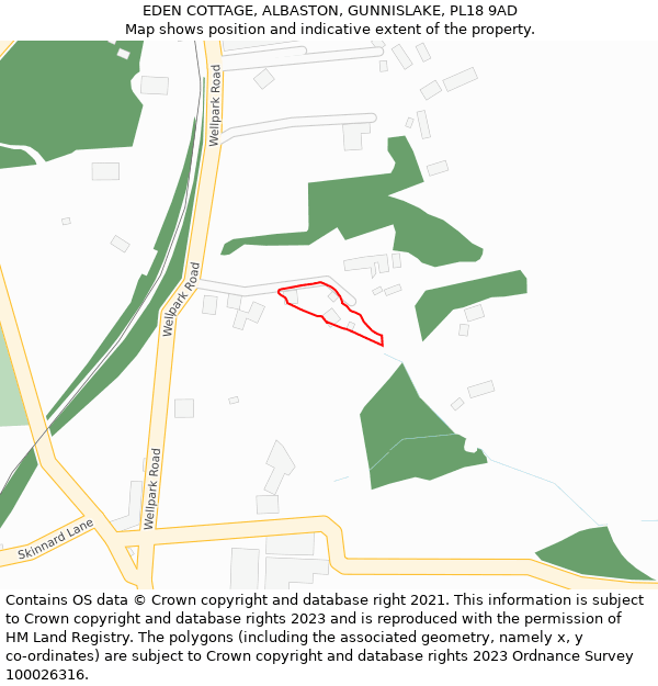 EDEN COTTAGE, ALBASTON, GUNNISLAKE, PL18 9AD: Location map and indicative extent of plot