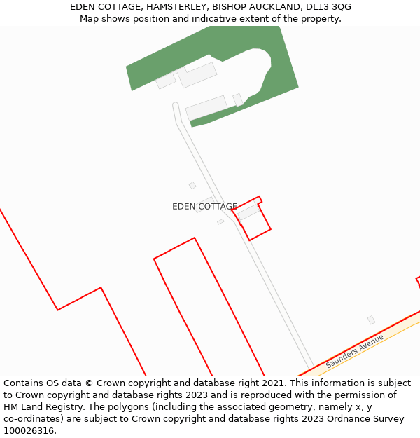EDEN COTTAGE, HAMSTERLEY, BISHOP AUCKLAND, DL13 3QG: Location map and indicative extent of plot