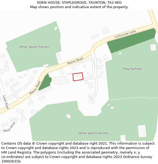 EDEN HOUSE, STAPLEGROVE, TAUNTON, TA2 6EG: Location map and indicative extent of plot