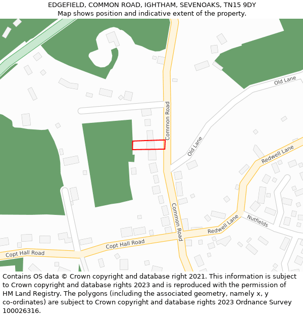 EDGEFIELD, COMMON ROAD, IGHTHAM, SEVENOAKS, TN15 9DY: Location map and indicative extent of plot