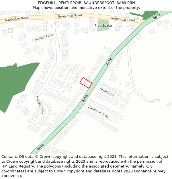 EDGEHILL, PENTLEPOIR, SAUNDERSFOOT, SA69 9BN: Location map and indicative extent of plot