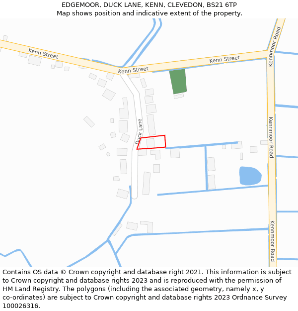 EDGEMOOR, DUCK LANE, KENN, CLEVEDON, BS21 6TP: Location map and indicative extent of plot