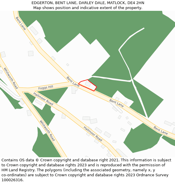 EDGERTON, BENT LANE, DARLEY DALE, MATLOCK, DE4 2HN: Location map and indicative extent of plot